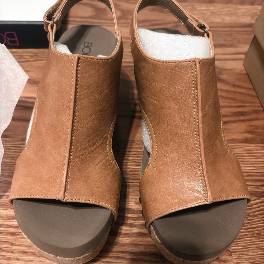 Brown Leather Wedge Sandals